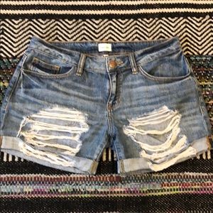 Ripped jean shorts